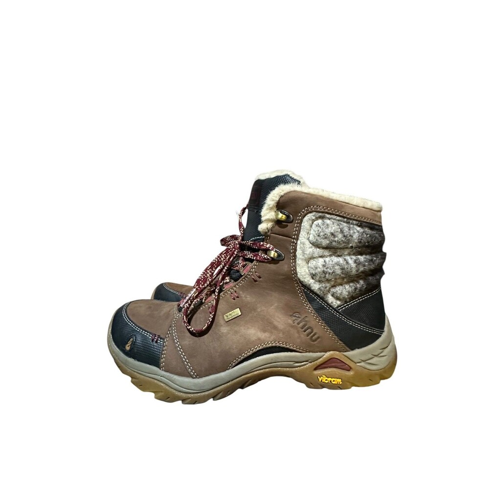 Ahnu Montara Boots Womens 8.5 Waterproof Hiking Ankle Boots Leather Brown Vibram